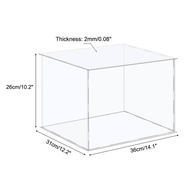 Acrylic Display Case Plastic Box Cube Storage Box Assemble Showcase - 14.1x12.2x10.2 Inch