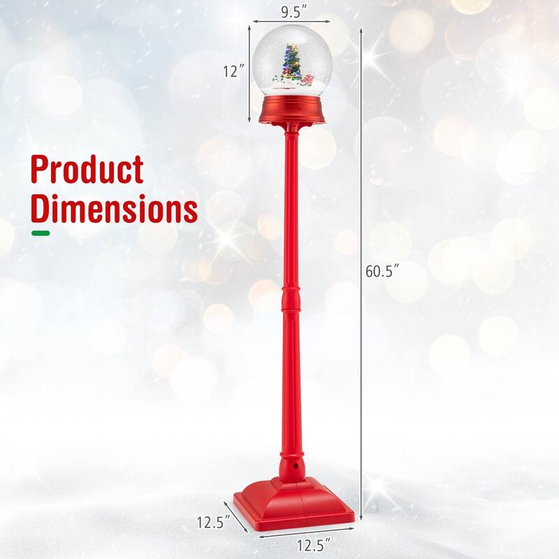 Gymax 5 Ft Musical Christmas Street Lamp w/ 8 Tunes & 15 Colorful LED