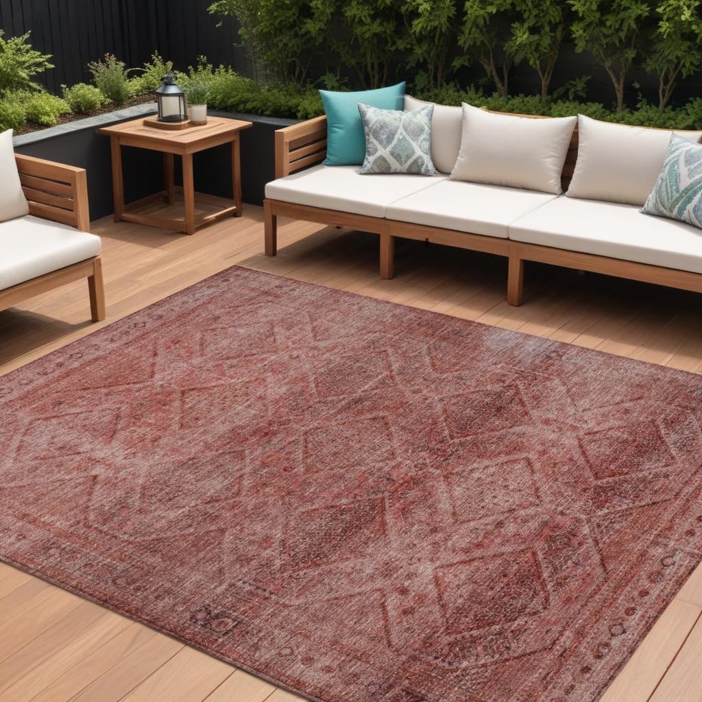 HomeRoots Geometric Transitional Rectangle Outdoor Rug