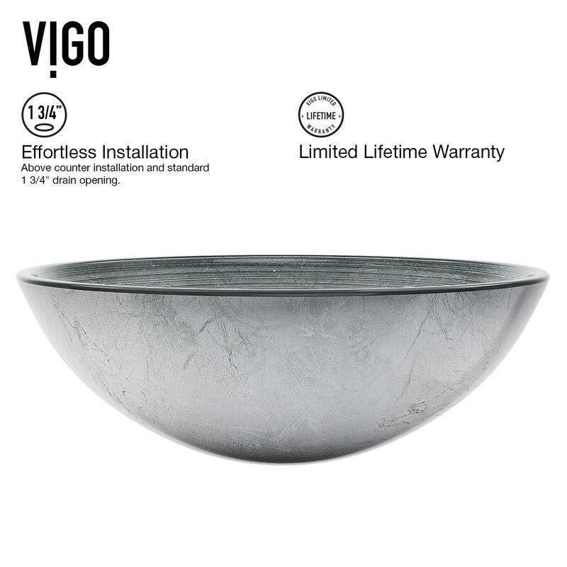 VIGO Giovanni 17"L x 17"W x 6"H Glass Round Vessel Bathroom Sink