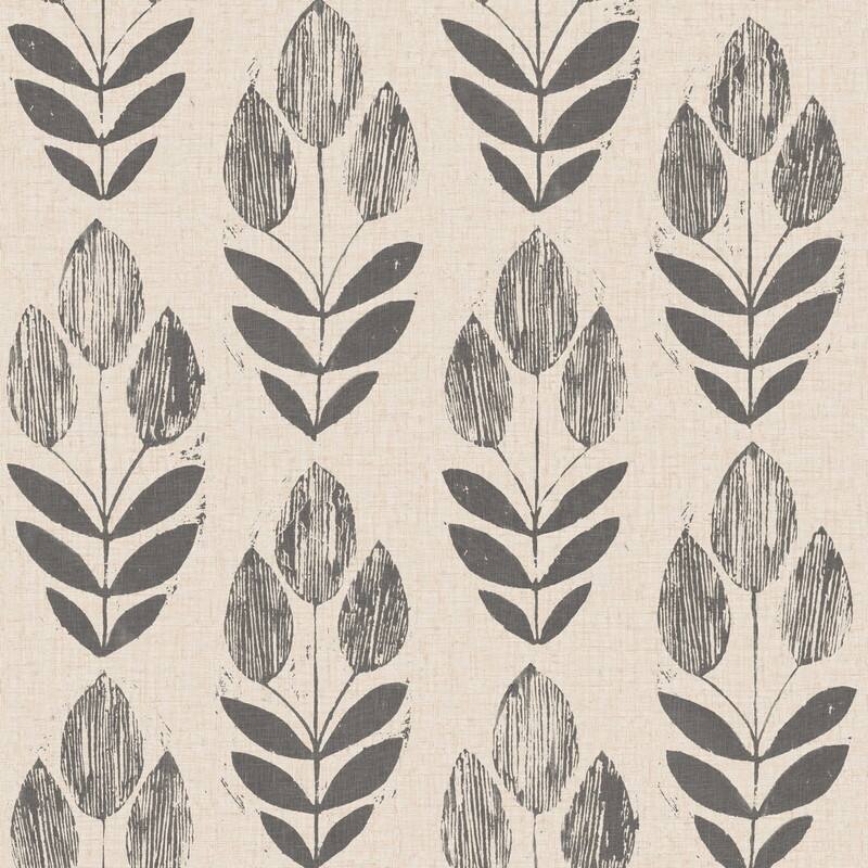Beacon House Scandinavian Black Block Print Tulip Wallpaper - 20.5in x 396in x 0.025in