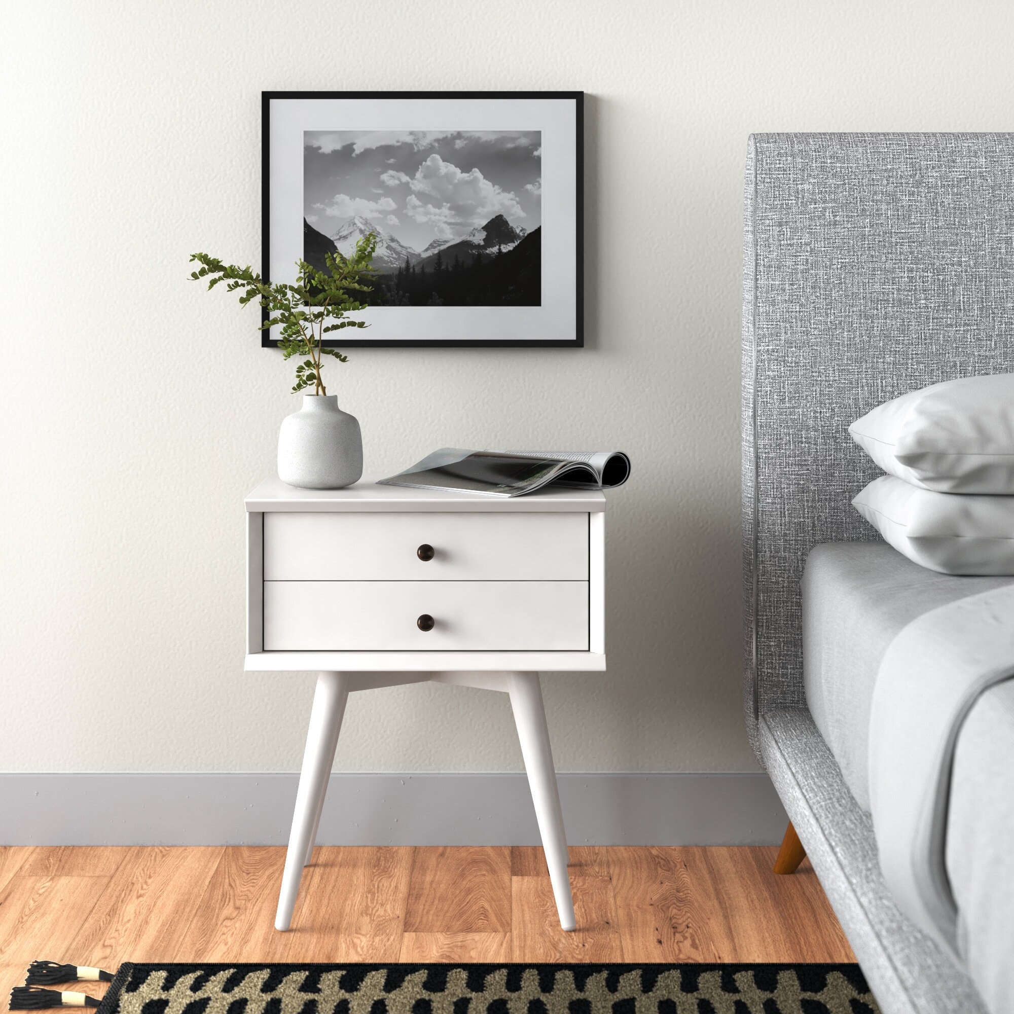 Gray mid new arrivals century nightstand