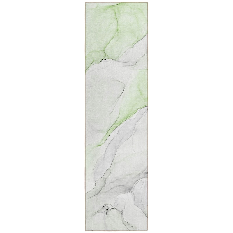Machine Washable Indoor/ Outdoor Abstract Watercolor Chantille Rug