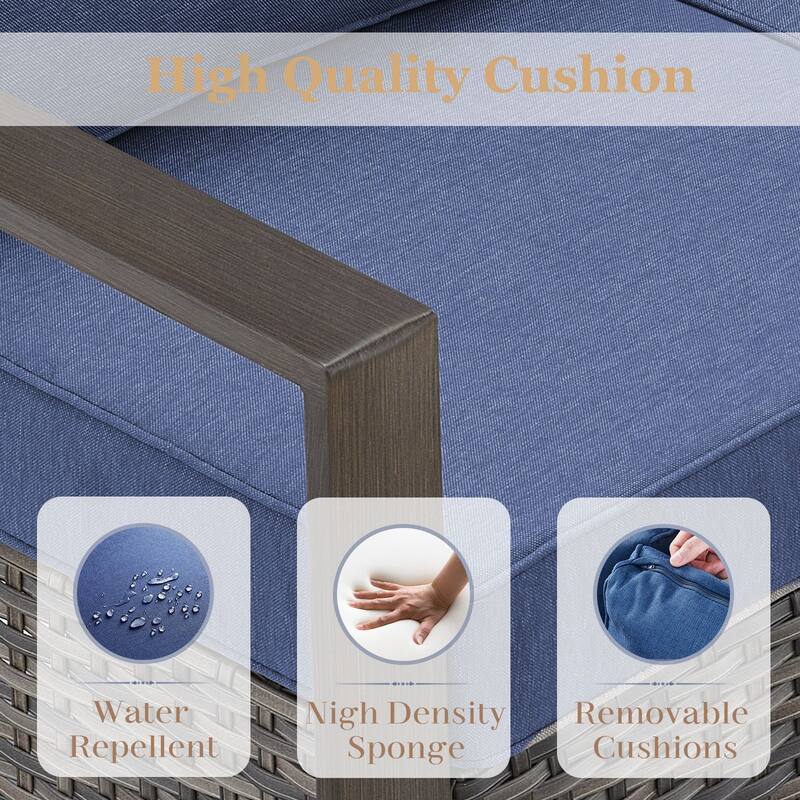 Pocassy Outdoor 30" Fire Pit Table with Sofa Swivel Chair Set