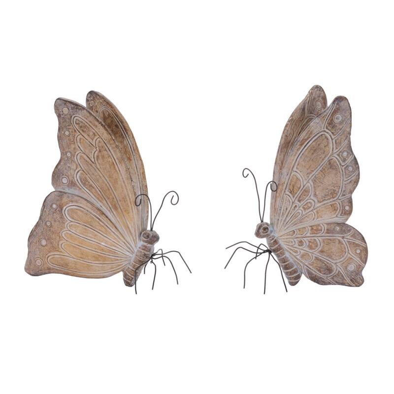 Etched Butterfly Shelf Sitter Decorations - 6.25" - Brown - Set of 4