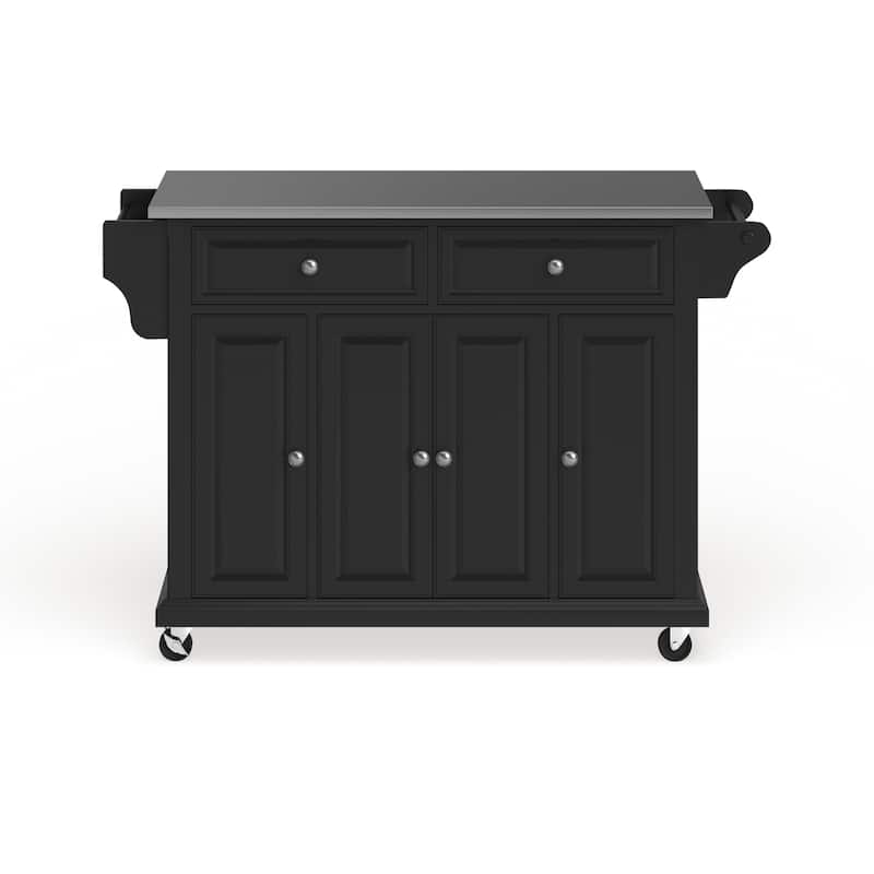 Crosley Full Size Black Finish Stainless Steel Top Kitchen Cart/ Island - 18"d x 51.5"w x 36"h