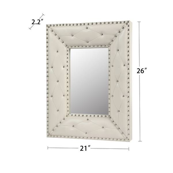 dimension image slide 4 of 6, Rectangle Rivet Decorative Wall Hanging Mirror