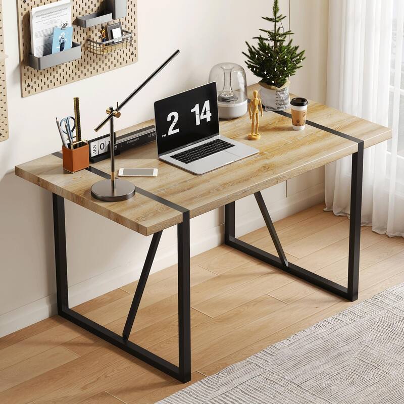 Roomfitters Industrial Wood Dining Table for 4-6 with Thick Engineered Top and Metal Legs for Living Room, Rustic Brown - Rustic Brown