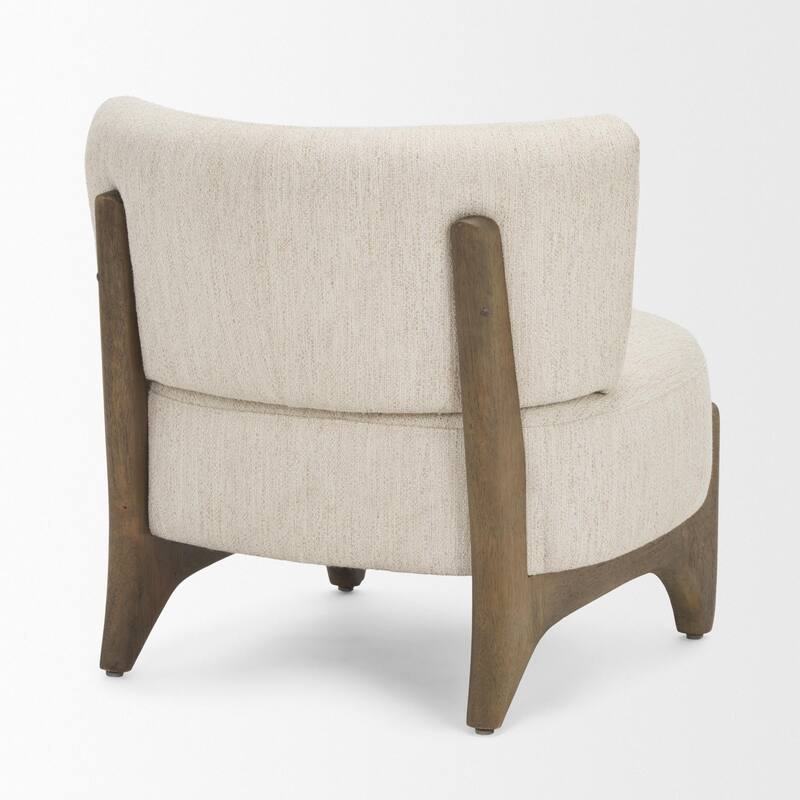 Vyra Dark Brown Wood w/ Cream Fabric Accent Chair - 27.0L x 29.1W x 27.6H