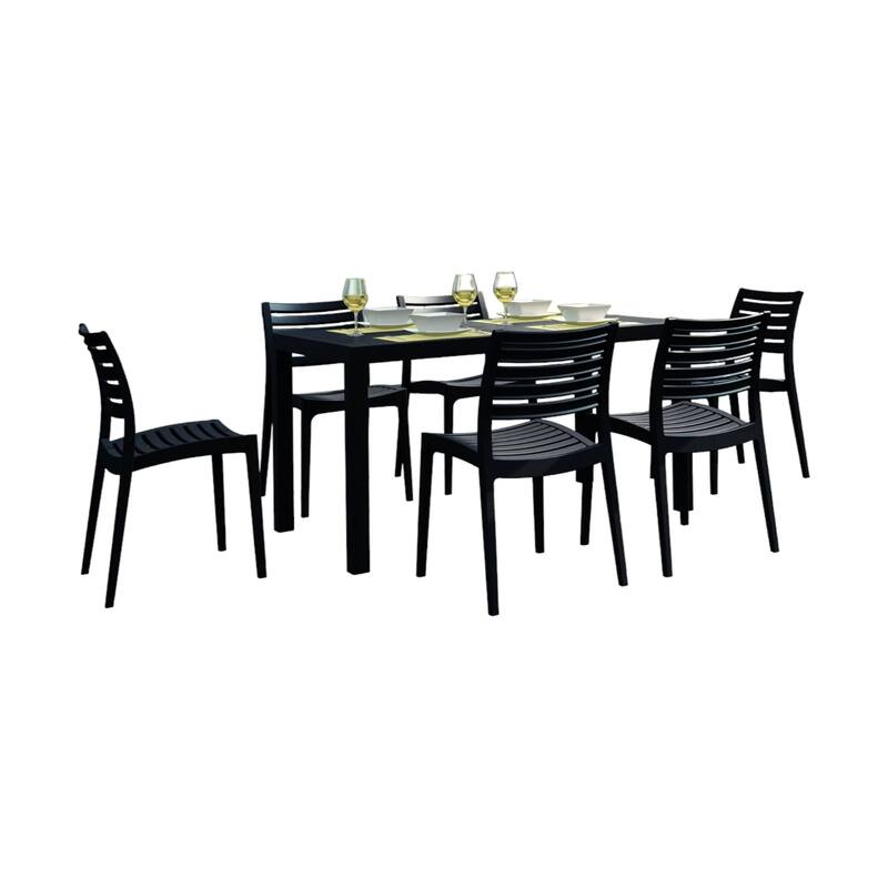 7-Piece Black Rectangular Patio Dining Set 55"