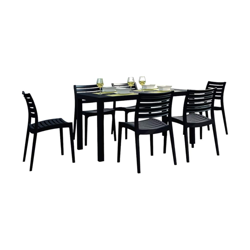 7-Piece Black Rectangular Patio Dining Set 55"