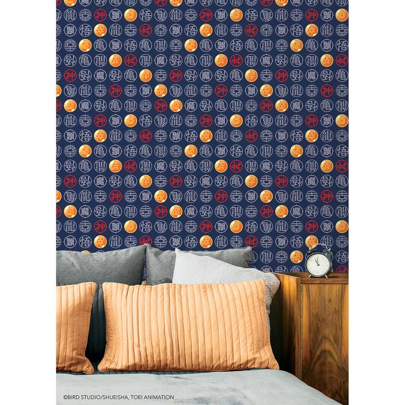 RoomMates Dragon Ball Z Symbols Blue Peel and Stick Wallpaper - N/A
