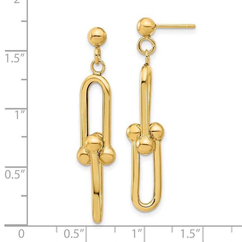 Curata 14k Yellow Gold Polished 41x8.3mm Link Guardian Angel Earrings