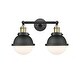 preview thumbnail 20 of 19, Innovations Lighting Hampden 2 Light 18" Bath Vanity Light Black Antique Brass/Matte White