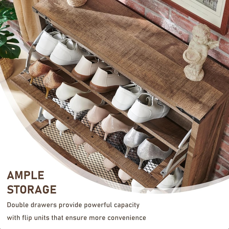Farmhouse Shoe Cabinet, Wooden Shoe Storage Cabinet, Shoe Organizer