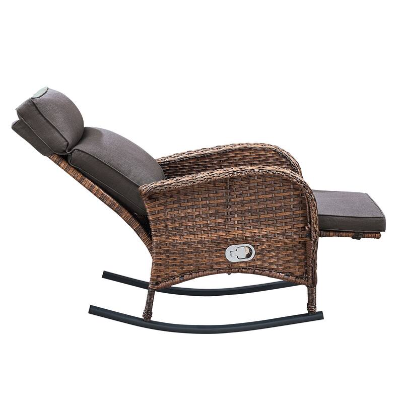 Pocassy Outdoor Patio Rocking Lounge Chairs with Adjustable Backrest Set.