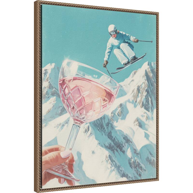 Sip and Ski by Andreas Magnusson (23 x 30 in.), Framed Canvas Wall Art Print