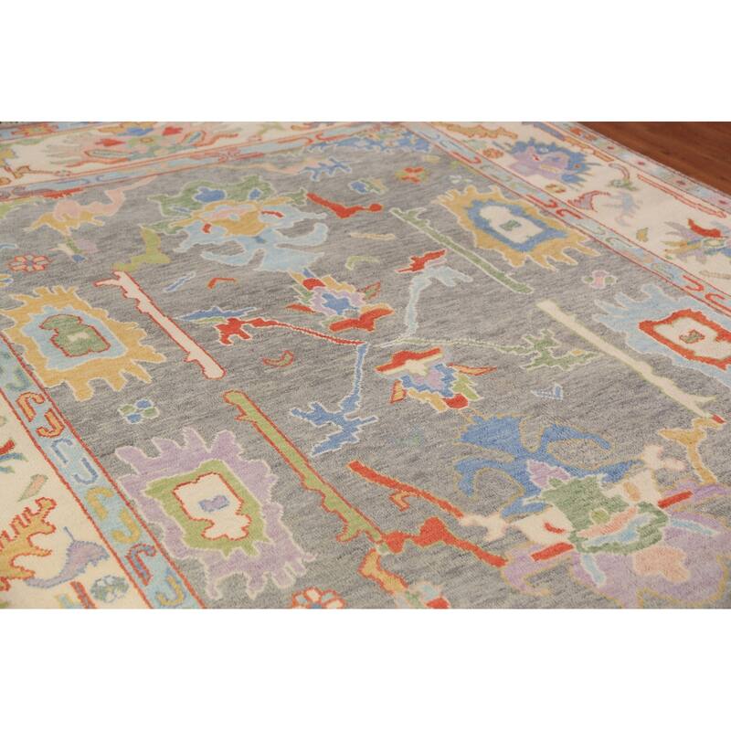 Oushak Indian Area Rug Handmade Transitional Grey Wool Carpet - 8'0"x 9'10"