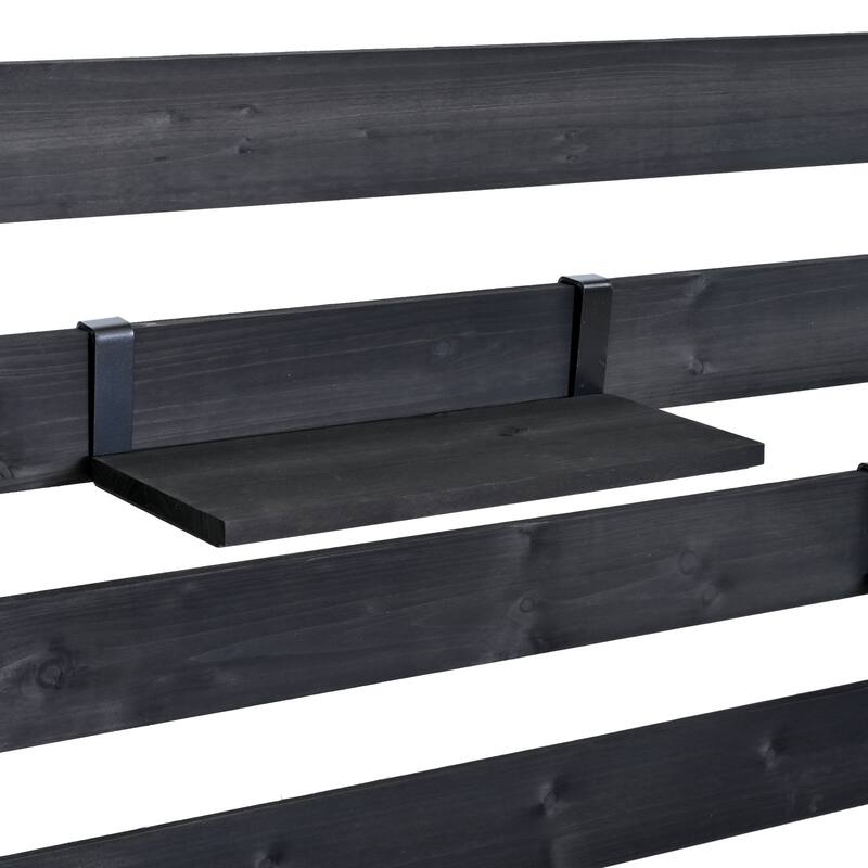 Solid Wood 64.9''Tall Outdoor Kitchen Island Kitchen Cart, Garden Potting Bench with Stainless Table Top for BBQ