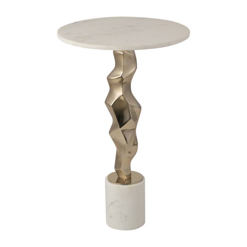 Sagebrook Home Luxurious 25" Aluminum & Marble Accent Table - 16" x 16" x 25"