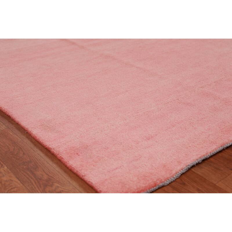 Hand Knotted Oriental 100% Wool Carpet Modern Solid Coral Gabbeh Area Rug - 12' 2'' X 9' 0''