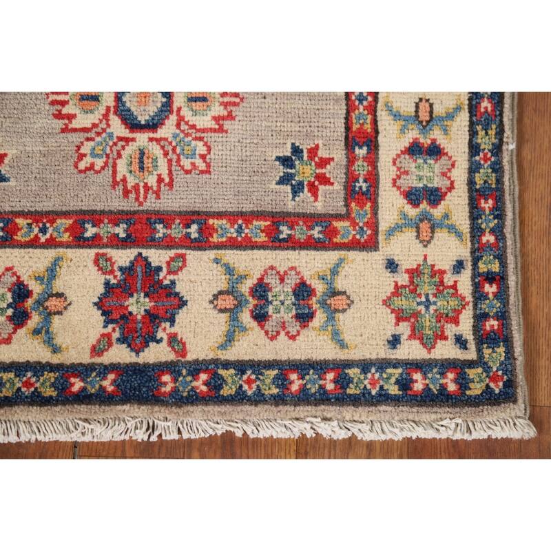 Geometric Kazak Oriental Foyer Rug Handmade Wool Carpet - 1'11" x 2'11"