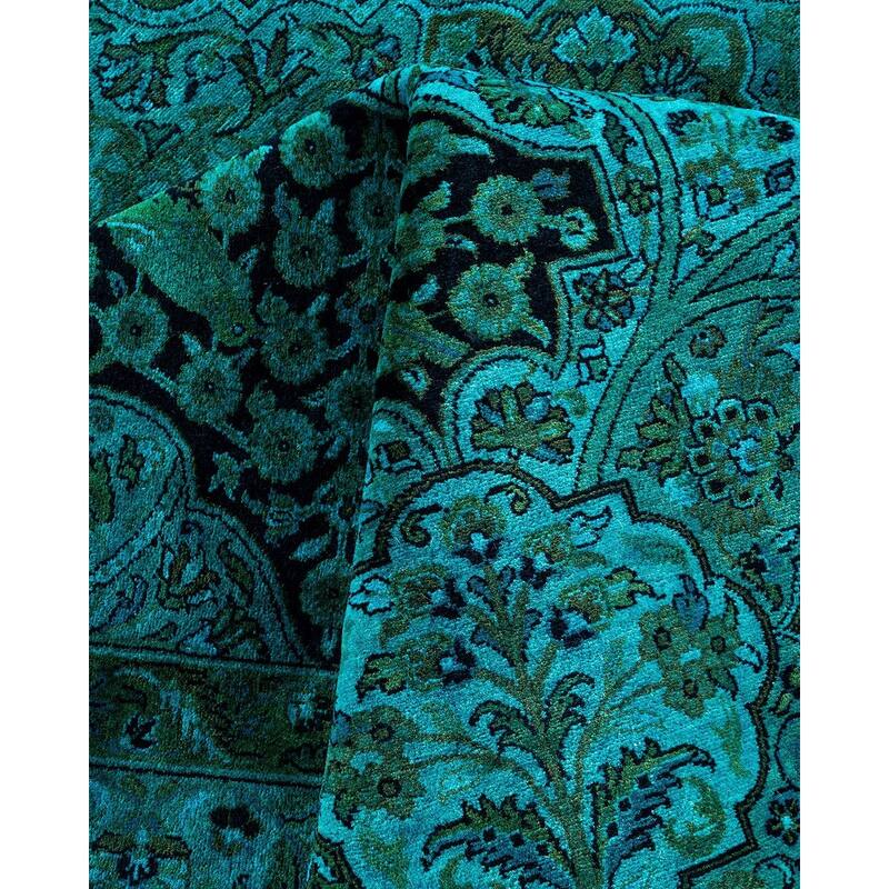 Overdyed, One-of-a-Kind Hand-Knotted Area Rug - Blue - 9' 3" x 16' 0"