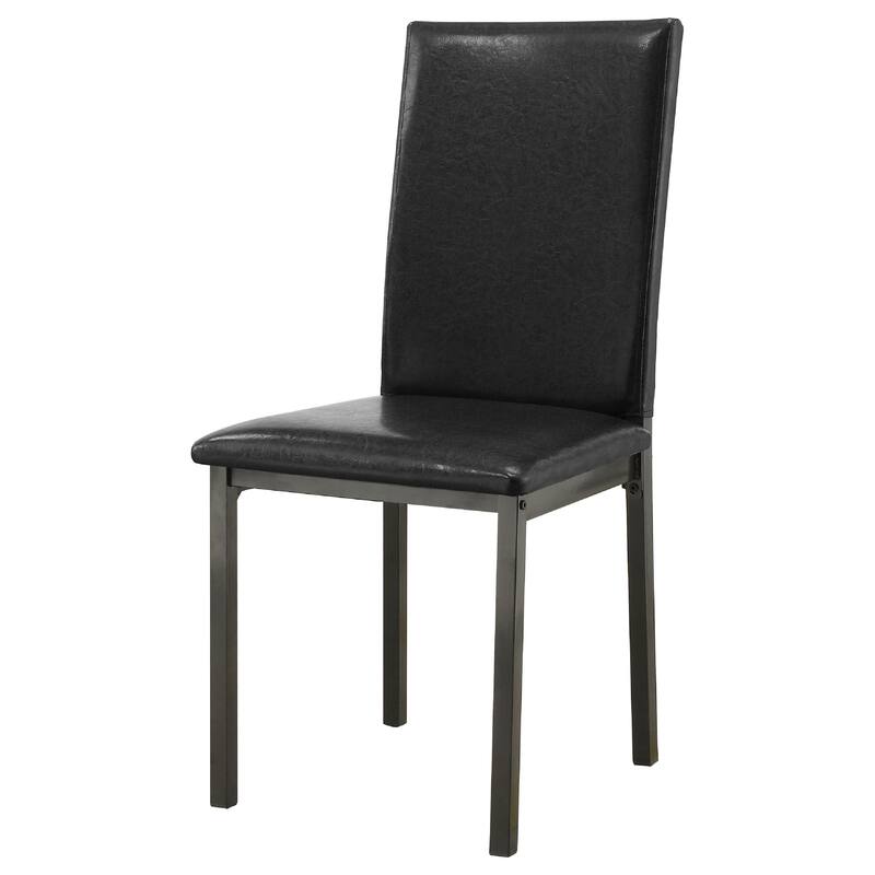 Raza 5pc Dining Set, Weathered Gray Table, 4 Black Faux Leather Chairs