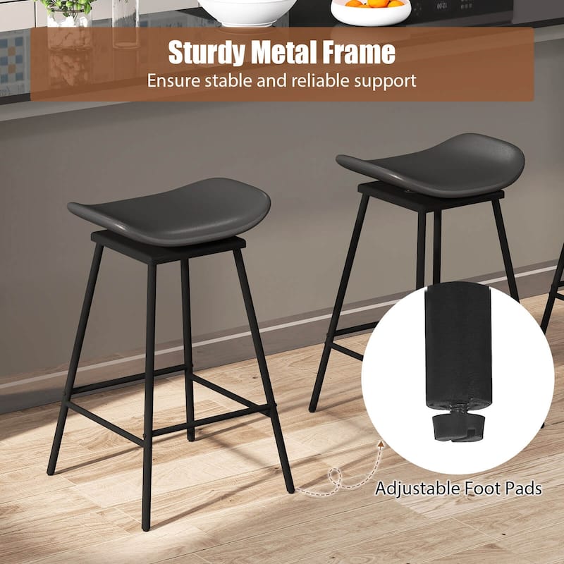 Costway Swivel Barstools Set of 2/4 Faux Leather Upholstered Backless - See Details