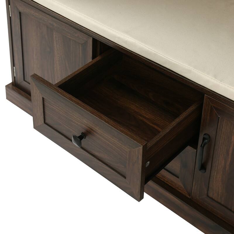 47inch 3-in-1 Hall Tree with Cushion, Entryway Bench