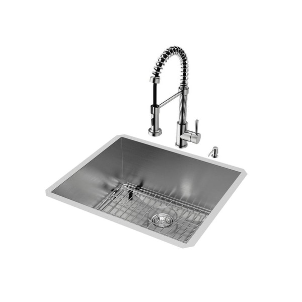 Vigo Vg15075 23 Single Basin Undermount Kitchen Sink With Vigo Vg15075 23 Single Basin Undermount Kitchen Sink With Edison Stainless Stee Steel