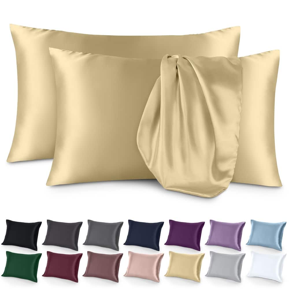 Bare Home Poly Satin Pillowcase Set for Hair and Skin (Set of 2)