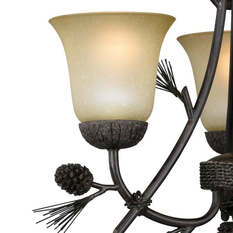 Sierra 3 Light Bronze Rustic Pinecone Mini Chandelier - 20-in W x 22-in H x 20-in D