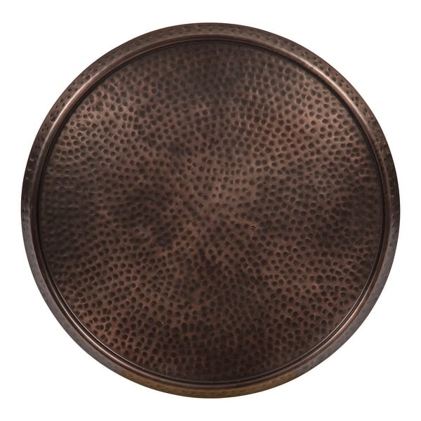 Vassoio Rotondo In Metallo Martellato 40cm, Kate And Laurel Sanzo – Ottone Antico Con Manici, Decorativo Vintage