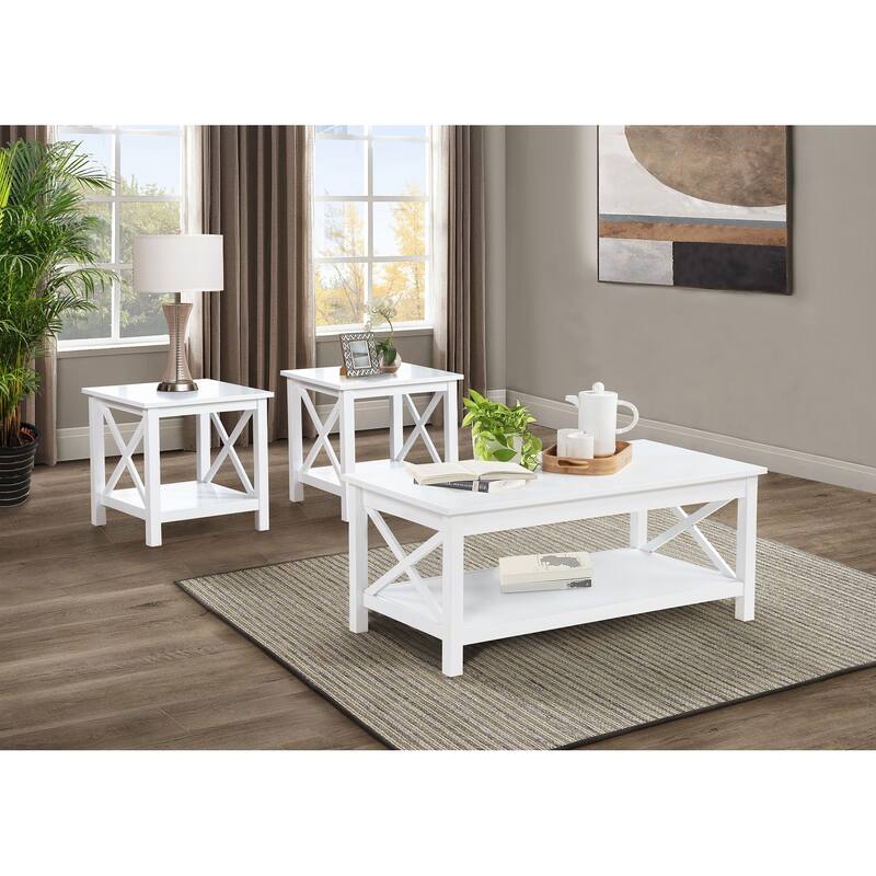 Skyview Rectangular Lift Top Coffee Table Set White - 3-Piece Set