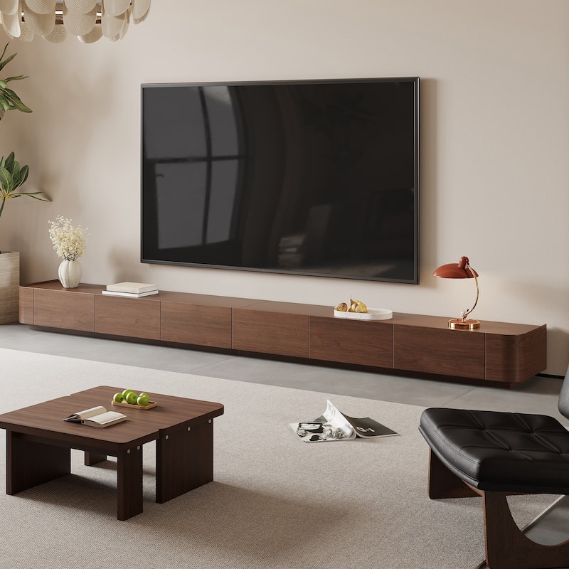 Mid-Century ModernTV Stands,4-6 Drawers, Solid Wood Brown Media Console