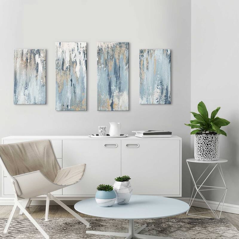 "Blue Illusion I" Print on Canvas Set of 4