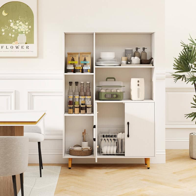 Costway Floor Storage Cabinet Free Standing Wooden Display Bookcase