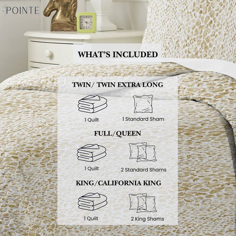 Pointehaven Percale Cotton Oversized Printed Scroll Design Quilt Set