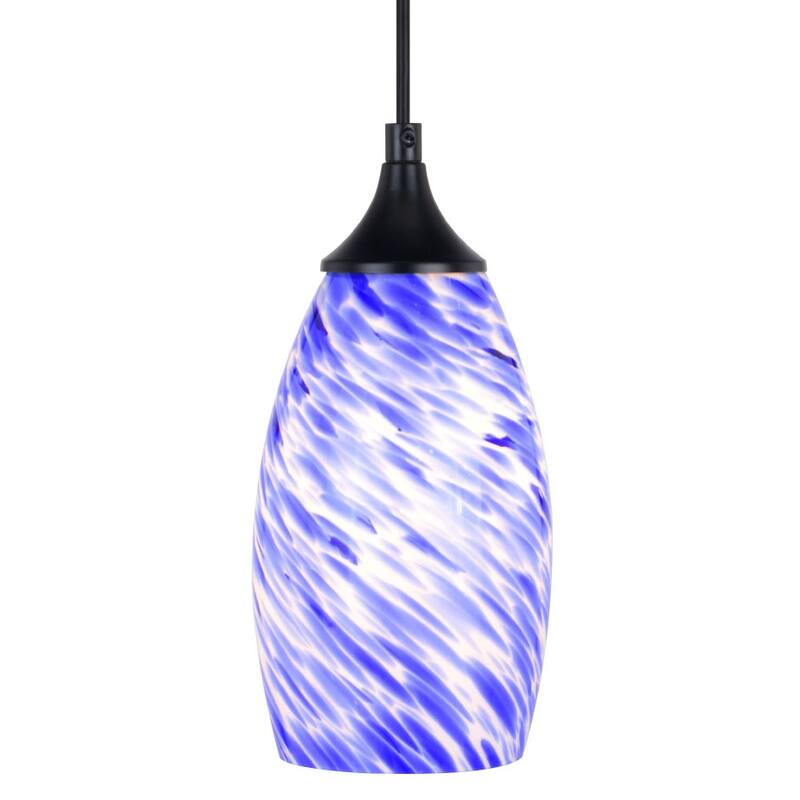 Bellevue VXP23351 Mirage 5" Wide Mini Pendant with Azure Glass Shade - Matte Black / Azure Shade