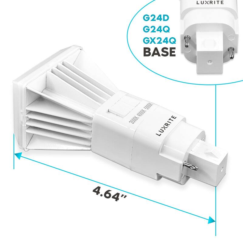 Luxrite Vertical PL LED CFL Replacement 11W Ballast Bypass Fits G24D G24Q GX24Q 3 Color Selectable 1450 Lumens 6 Pack