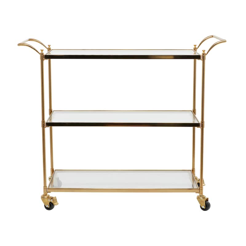 Metal Contemporary Bar Cart with Wheels