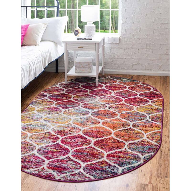 Contemporary Rosilan Collection Area Rug - 7'10"x10' Oval - Multi