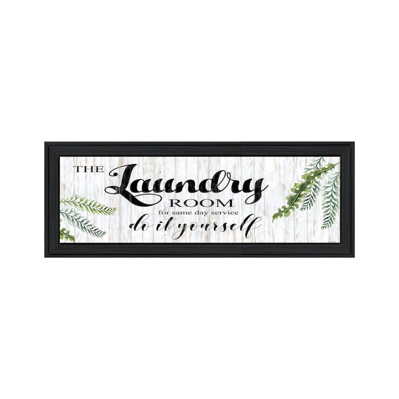 TrendyDecor4U Contemporary "The Laundry Room" Framed Print Wall Art - Charcoal
