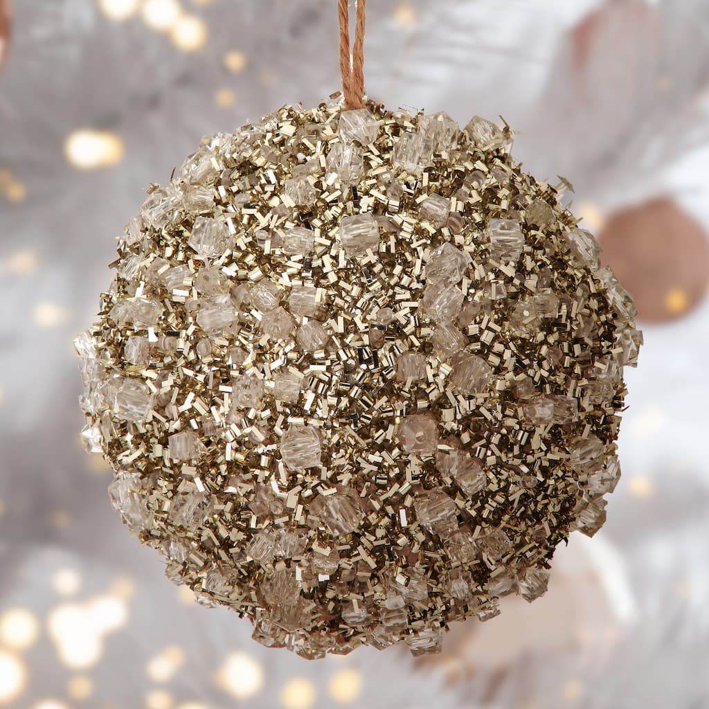 4" Diamond Ice Ball Ornaments Set of 6