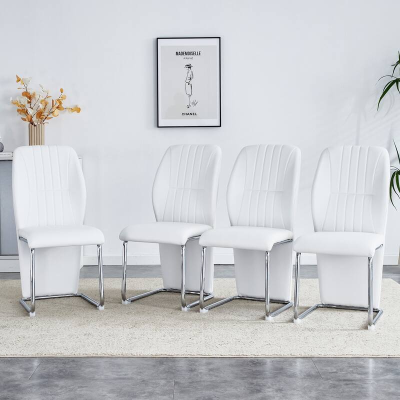Set of 4 modern minimalist dining chairs in PU material