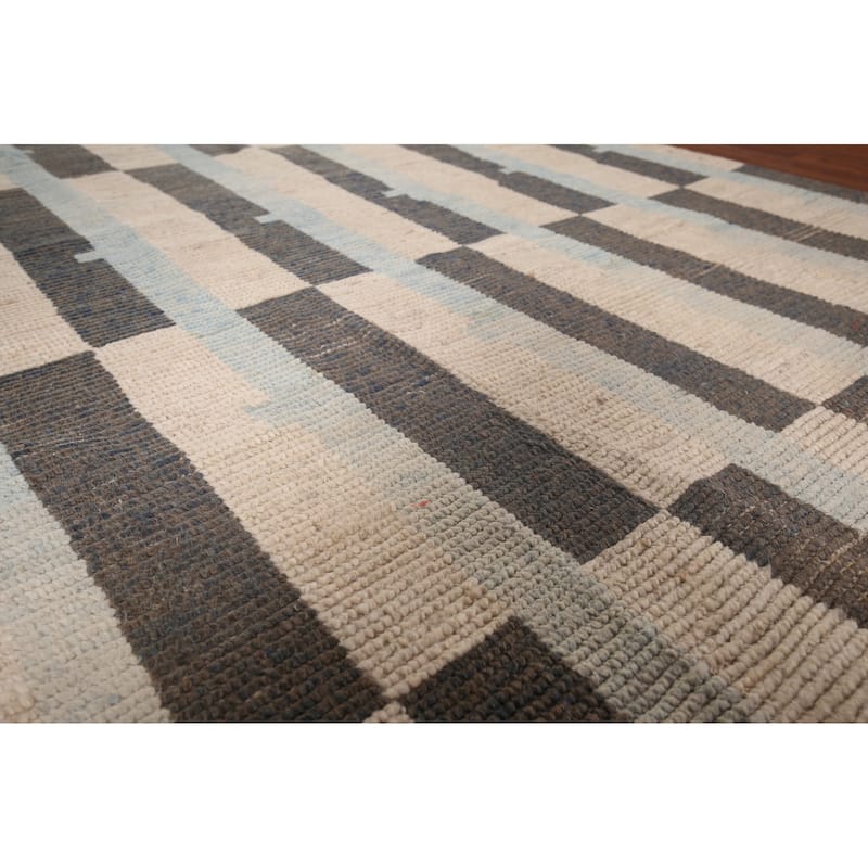 Moroccan Modern Area Rug Hand-Knotted Oriental Beige Wool Carpet - 5'11"x 9'7"