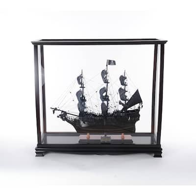 HomeRoots 34" Black Glass Standard Display Stand - 34