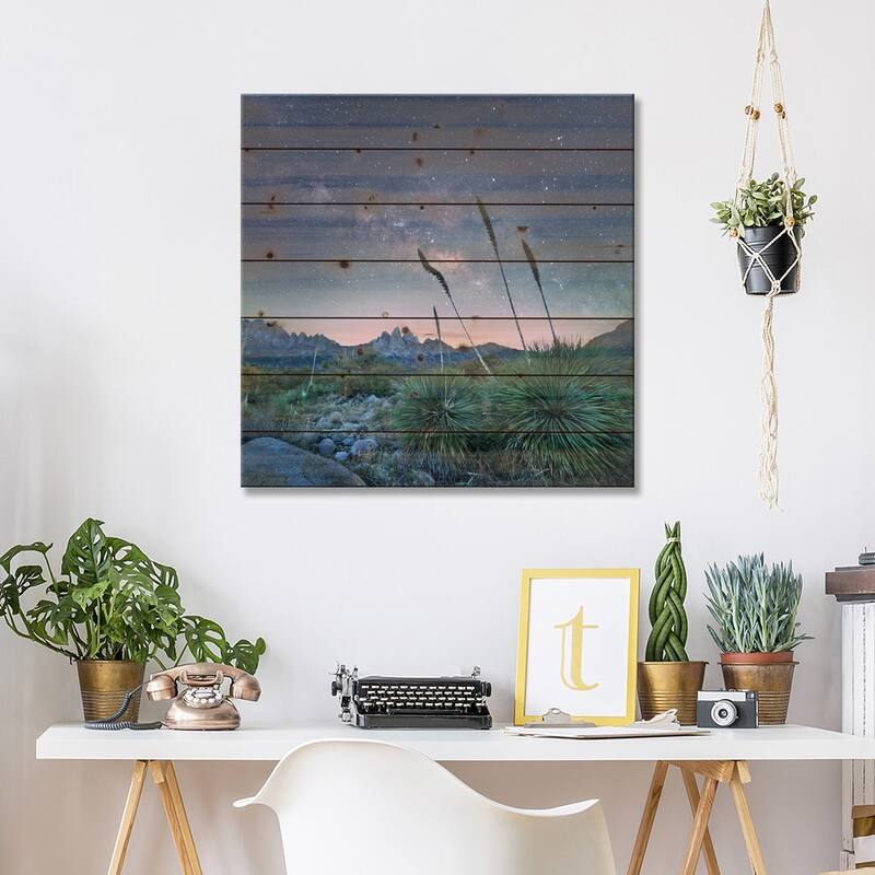 Agave And The Milky Way, Organ Mountains-Desert Peaks National Monument, New Mexico Print On Wood by Tim Fitzharris