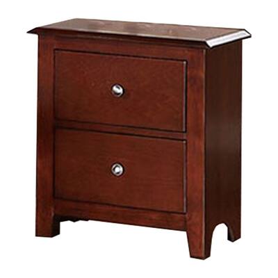 Brown 2 Drawer 22 in. W Nightstand with Sturdy Drawer Pulls